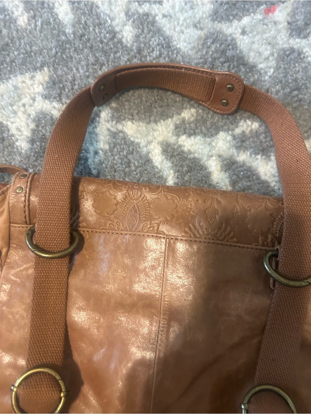 The Sak Embossed Leather Flap Backpack in Brown - Picture 7 of 8